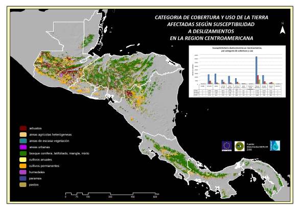 Figura 68. Susceptibilidad a deslizamientos en la región de Centroamérica.