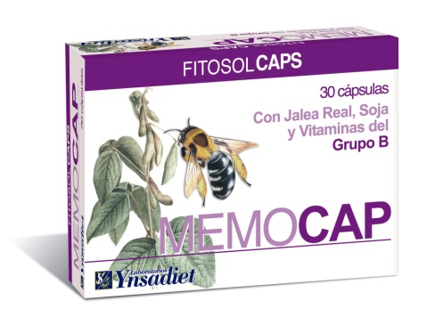 FITOSOL CAPS MEMOCAP (Mejora la concentración y memorización) Ingredientes por cápsula: Ext. De Soja (rica en fosfatidil colina y fosfatidilserina) 75 mg. Romero 40 mg ES. Mirtilo 20 mg ES.
