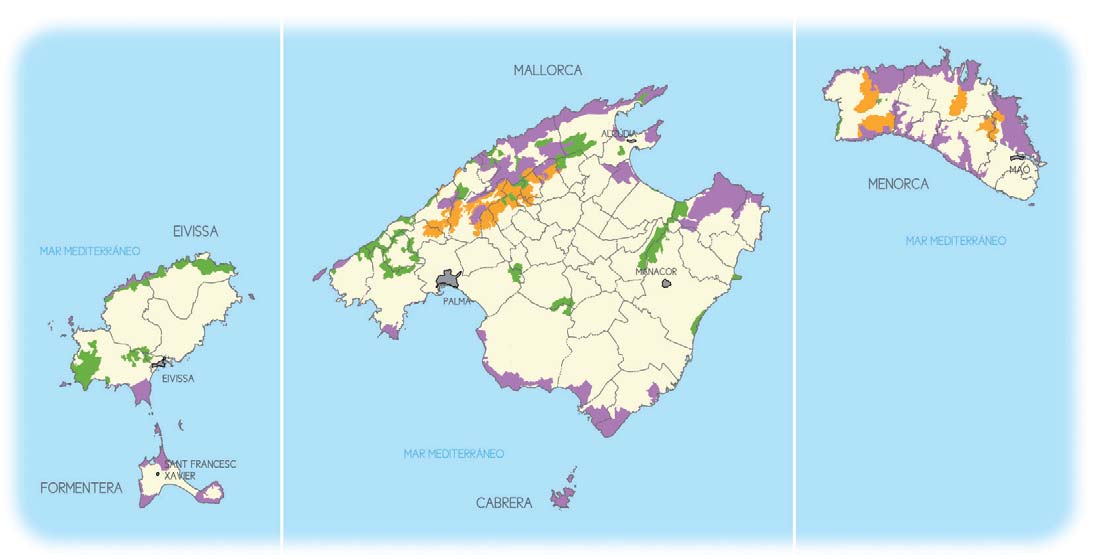 PROTECCIÓN DEL MEDIO Red Natura 2 La Red Natura 2 en las Illes Balears cuenta en la actualidad con 95.644 hectáreas 1 de LIC (Lugares de Importancia Comunitaria) y 87.