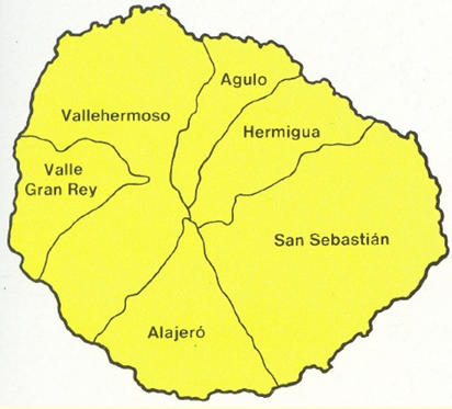 Figura 34: Vista aérea de la isla de La Gomera. Administrativamente, la isla se divide en 6 municipios, que agrupan a un total de 82 núcleos de población (INE, 2013), con una población total de 21.