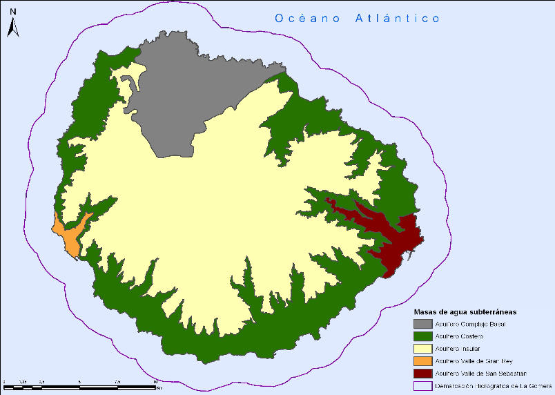 Documentos iniciales de la planificación hidrológica 2015-2021 Acuífero Valle Gran Rey (ES70LG005): ocupa una pequeña zona de la costa Oeste y está formado por materiales basálticos presentando