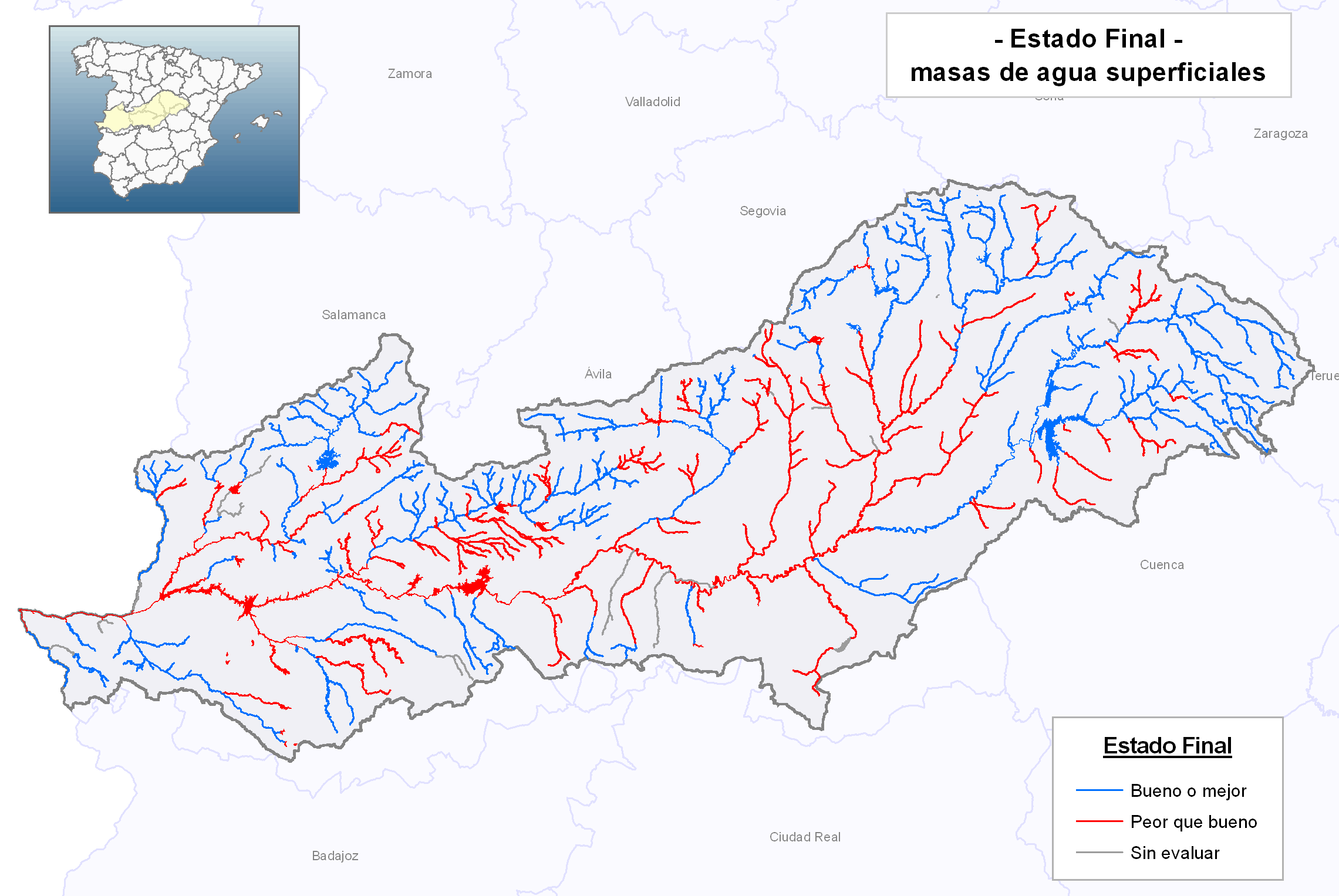 Figura 87: Estado de las masas de agua superficiales de la cuenca del Tajo 4.3.2.2 Estado de las masas de agua subterráneas. A continuación se presenta el estado de las masas de agua subterráneas.