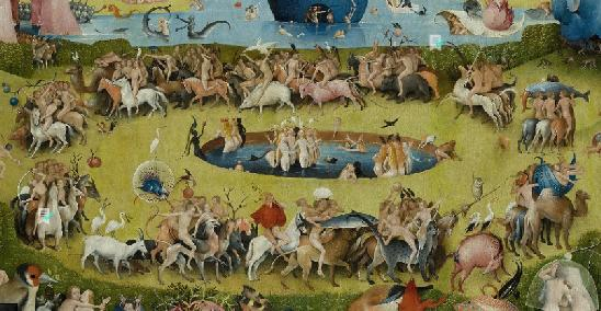 En la primera mitad del siglo XVI, la desnudez era todavía un gran tabú; en las pinturas sólo se consideraba aceptable cuando se trataba de escenas bíblicas como ejemplifica El jardín de las delicias.