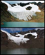 GLACIOLOGIA: RETROCESO GLACIAR CARAZ YUNGAY CARHUAZ Cobertura glaciar (Imágenes (Fotografías de Satélite Aéreas Landsat 1962) 1987) HUARAZ 2008