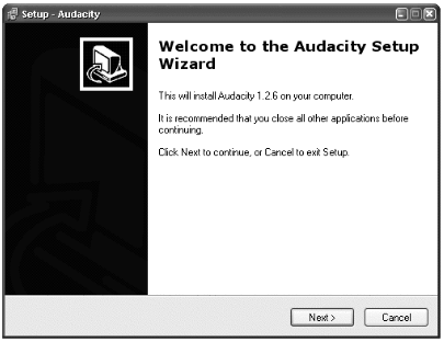 A continuación escogemos Instalador de Audacity 1.2.6 (o la versión más moderna y completa que haya). Se abrirá una nueva ventana y, en unos pocos segundos, comenzará la descarga del programa.