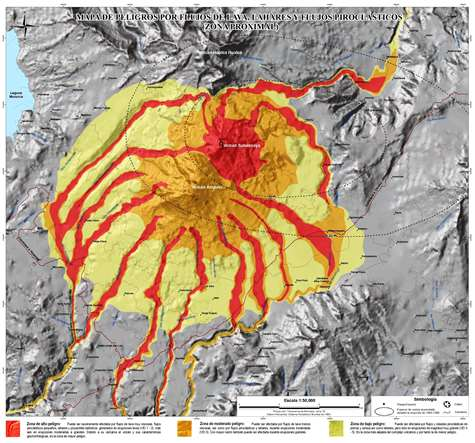 42 Recientemente el INGEMMET ha retomado los estudios efectuados por el IGP-IRD, y se ha obtenido mapas de peligro que integran escenarios con mayor probabilidad de ocurrencia, como son erupciones