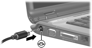 Para conectar un dispositivo de vídeo al conector de salida S-Video: 1. Conecte un extremo del cable de S-Video en el conector de salida S-Video del equipo. 2.