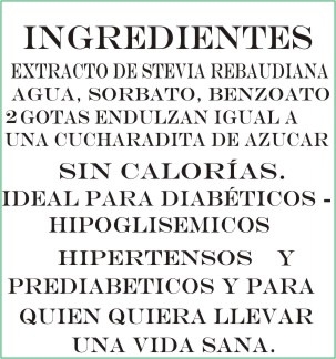 FICHA TECNICA E INFORMACION - Endulzante natural de Stevia liquida de saluvid endulza hasta 400 veces mas que el azúcar.
