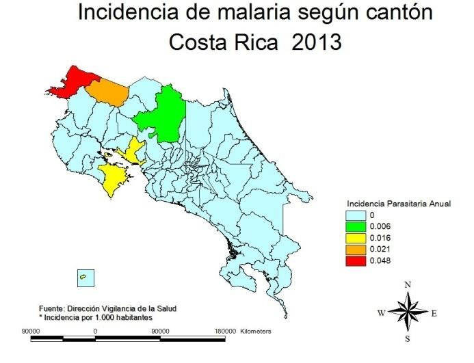Casos de malaria Costa Rica 2002-2013 Año Total país R.H.