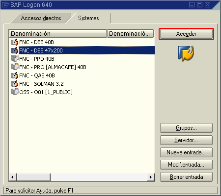INGRESAR A SAP/SAPLOGON Para ingresar a SAP, haga doble clic sobre el icono SAPLogon que se encuentra en el escritorio.
