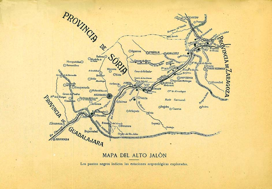 122 Magdalena Barril Vicente Fig. 1. Mapa de las estaciones arqueológicas visitadas por el marqués de Cerralbo en 1909 (Aguilera, 1909a: 3).