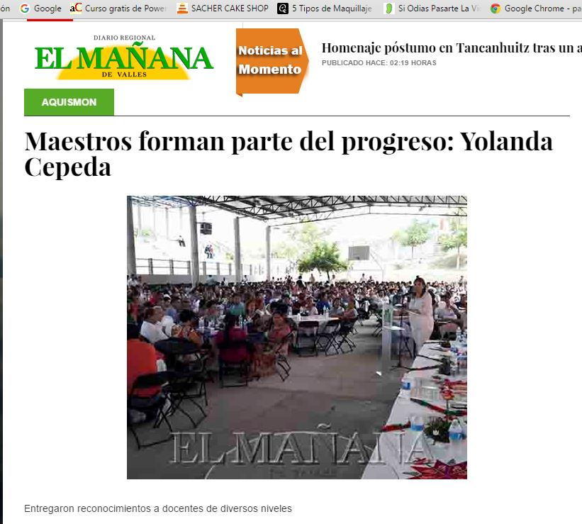 Maestros forman parte del progreso: Yolanda Cepeda SAN LUIS POTOSÍ (19/may/2016).