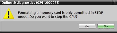 3.5.9 Formateo de la Memory Card en la CPU Si no ha podido asignarse la dirección IP, deberán borrarse los datos de programa de la CPU.