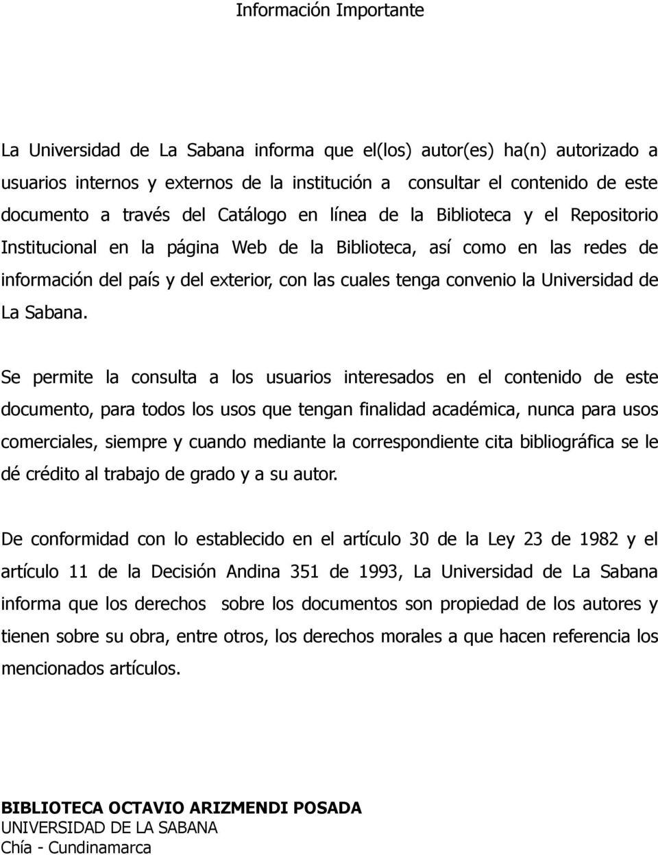 Universidad de La Sabana.
