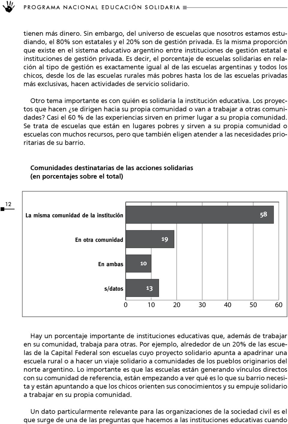 Es la misma proporción que existe en el sistema educativo argentino entre instituciones de gestión estatal e instituciones de gestión privada.