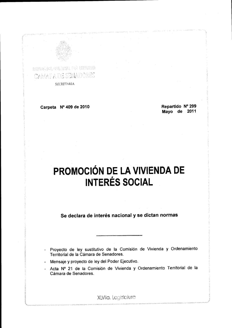 SOCIAL Se declara de interés nacional y se dictan normas - Proyecto de ley sustitutivo de la Comisión de