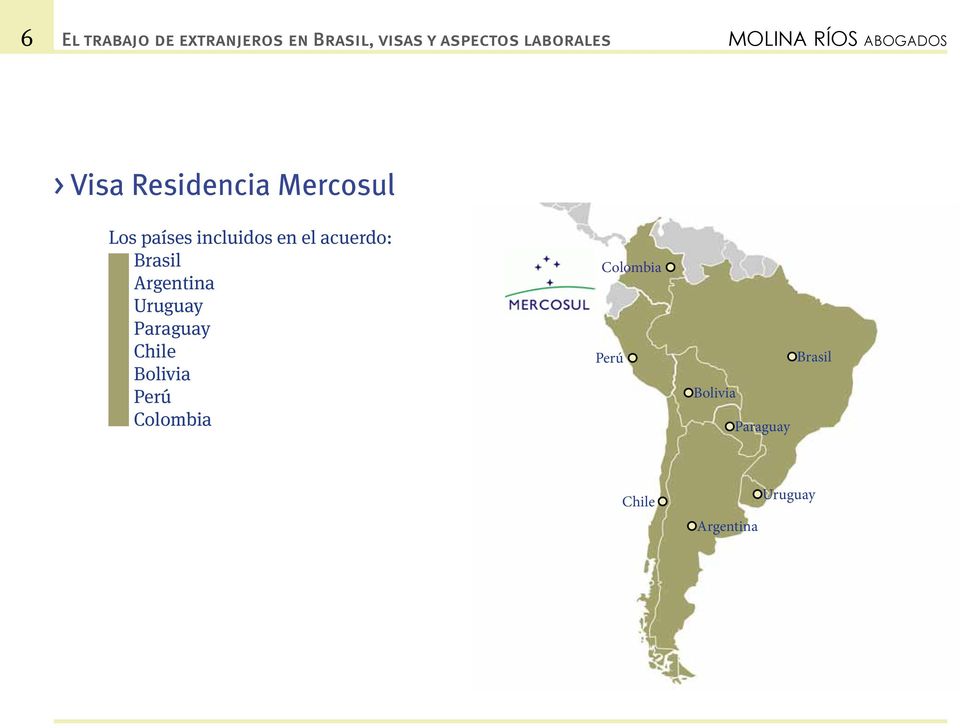 el acuerdo: Brasil Argentina Uruguay Paraguay Chile Bolivia