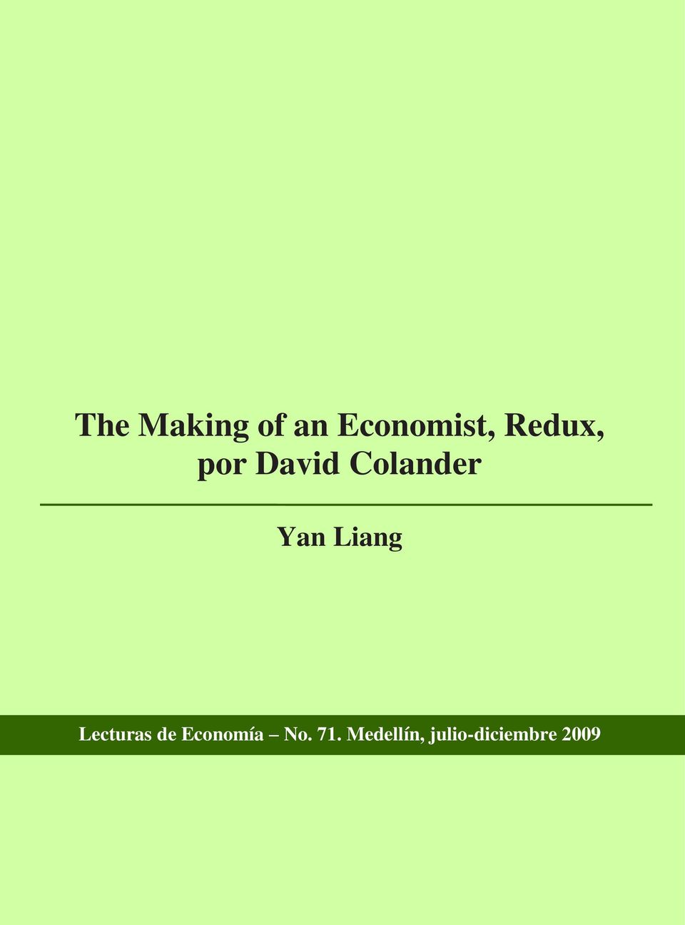 Liang Lecturas de Economía No.