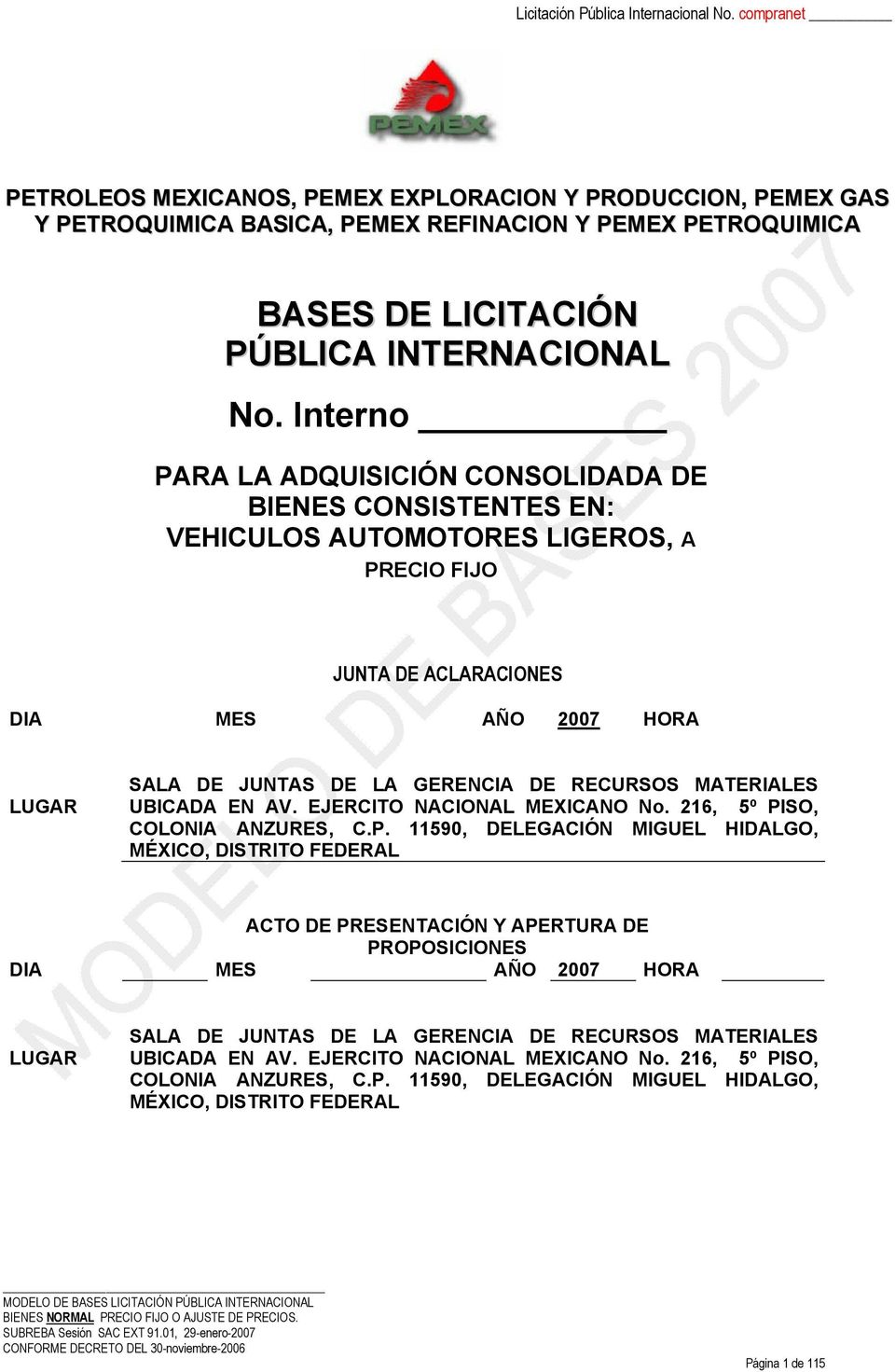 RECURSOS MATERIALES UBICADA EN AV. EJERCITO NACIONAL MEXICANO No. 216, 5º PI