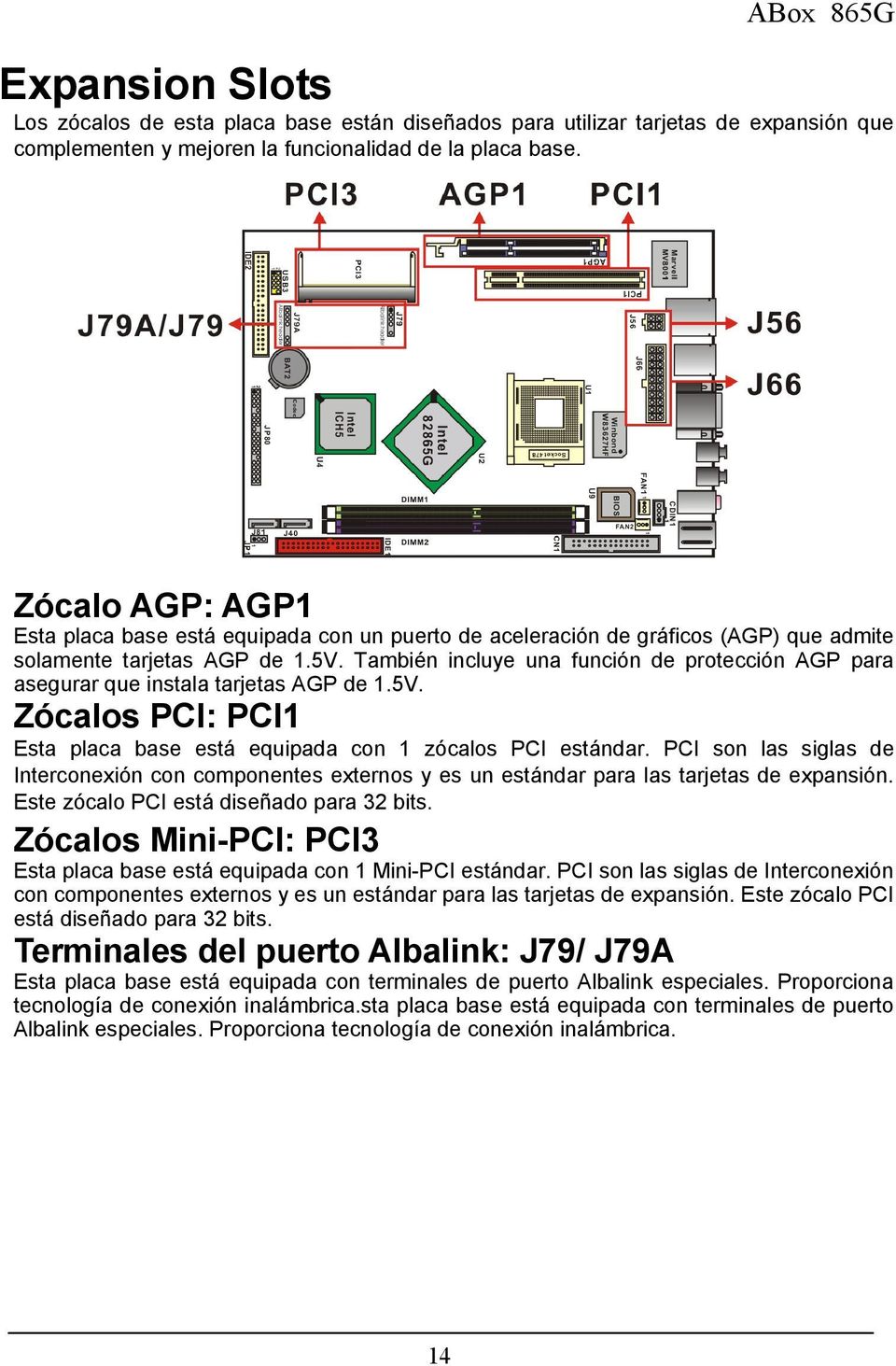También incluye una función de protección AGP para asegurar que instala tarjetas AGP de 1.5V. Zócalos PCI: PCI1 Esta placa base está equipada con 1 zócalos PCI estándar.