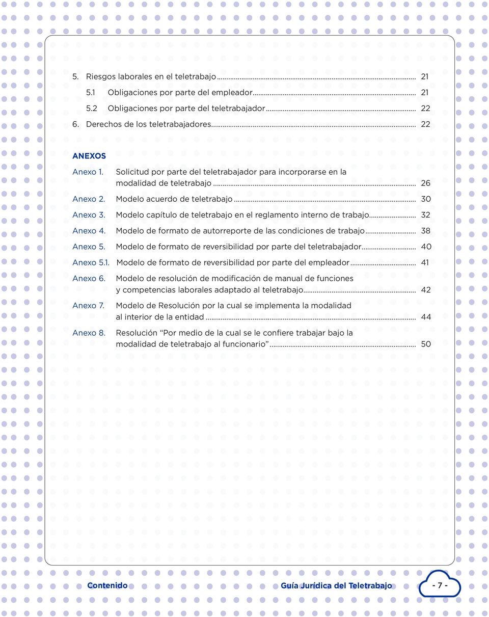 Modelo capítulo de teletrabajo en el reglamento interno de trabajo... 32 Anexo 4. Modelo de formato de autorreporte de las condiciones de trabajo... 38 Anexo 5.