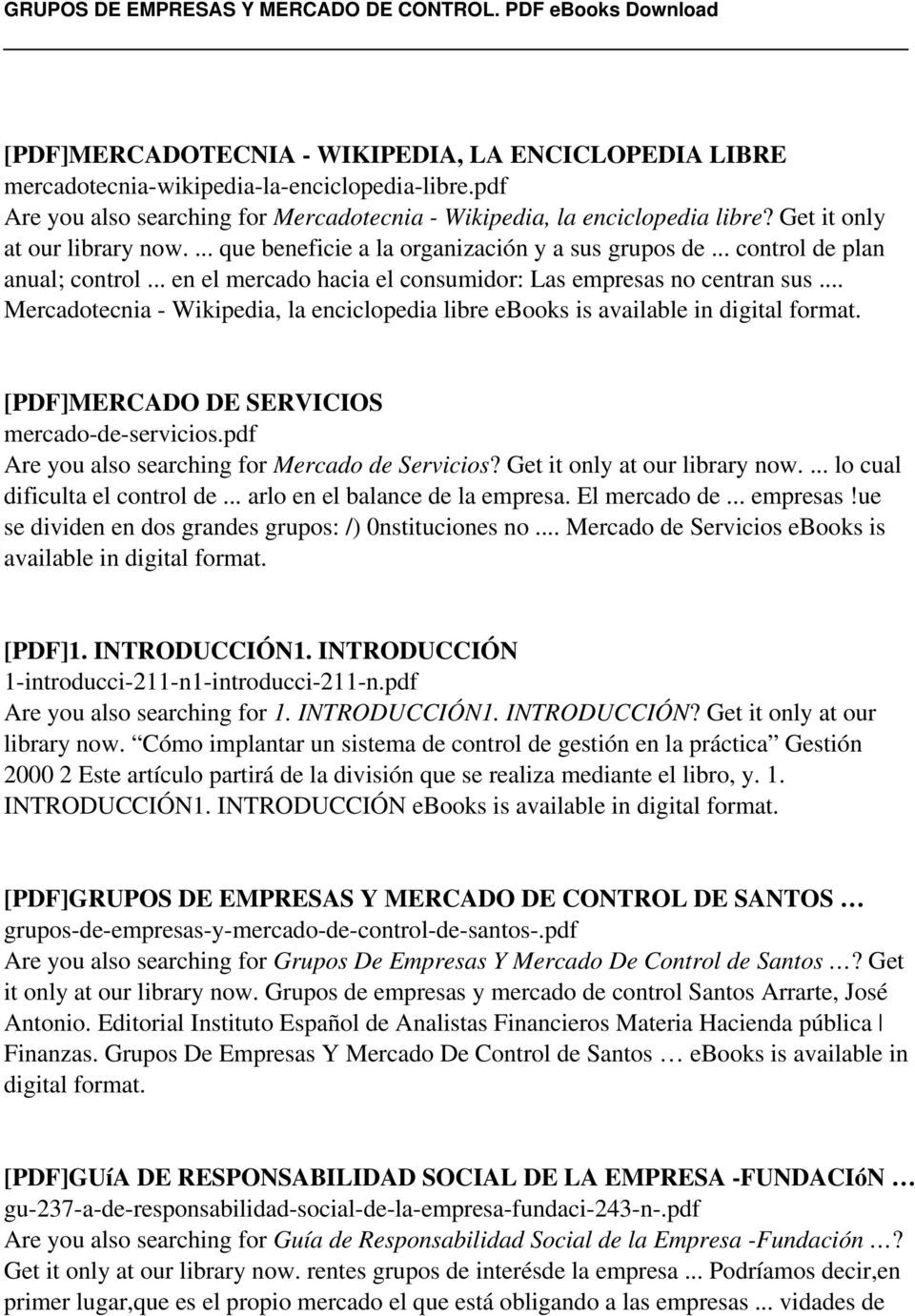.. Mercadotecnia - Wikipedia, la enciclopedia libre ebooks is [PDF]MERCADO DE SERVICIOS mercado-de-servicios.pdf Are you also searching for Mercado de Servicios? Get it only at our library now.