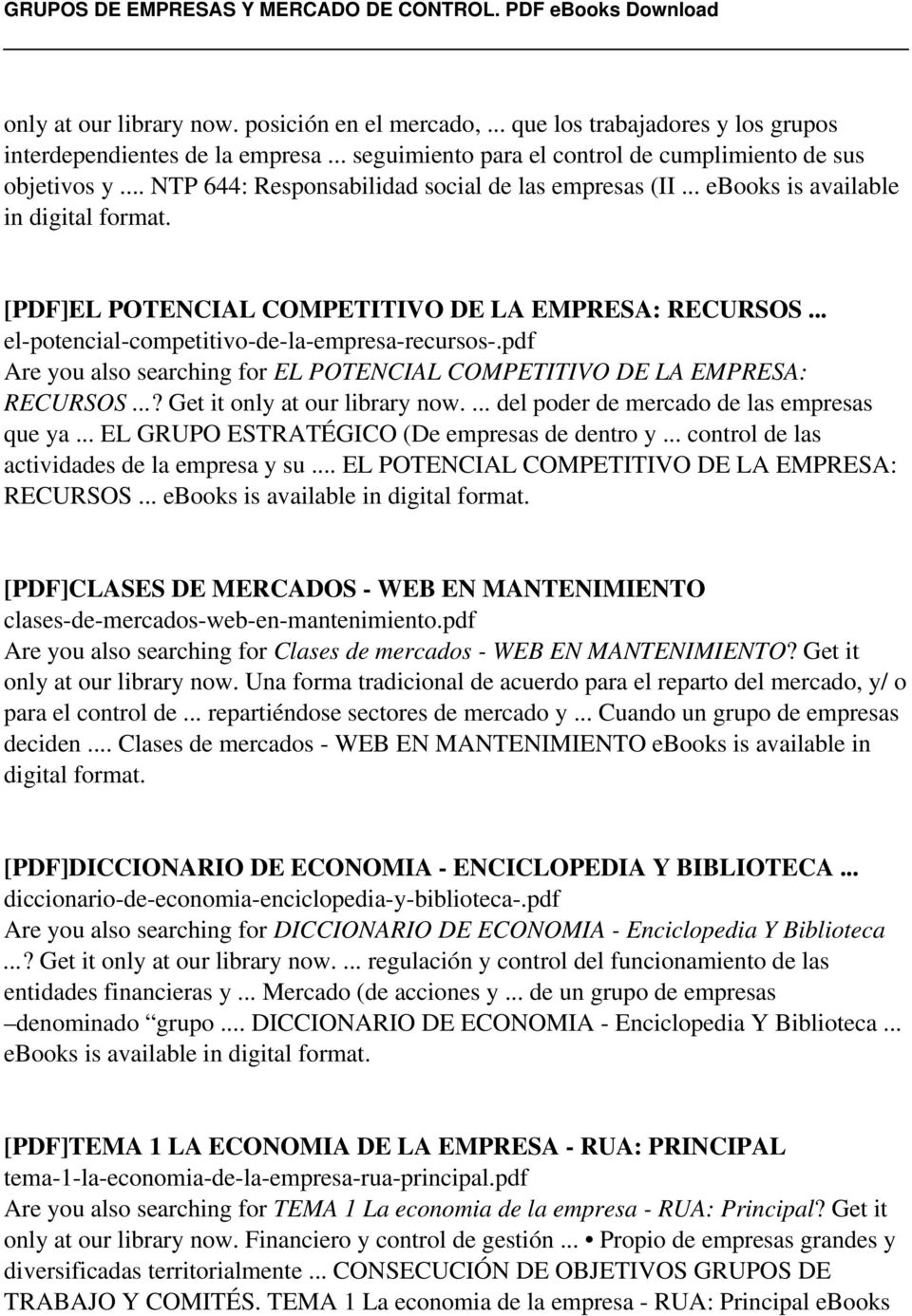 pdf Are you also searching for EL POTENCIAL COMPETITIVO DE LA EMPRESA: RECURSOS...? Get it only at our library now.... del poder de mercado de las empresas que ya.