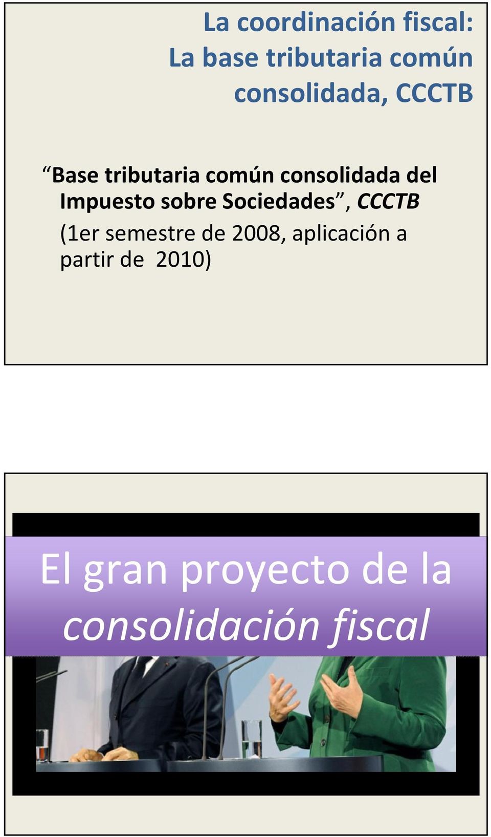 Impuesto sobre Sociedades, CCCTB (1er semestre de 2008,