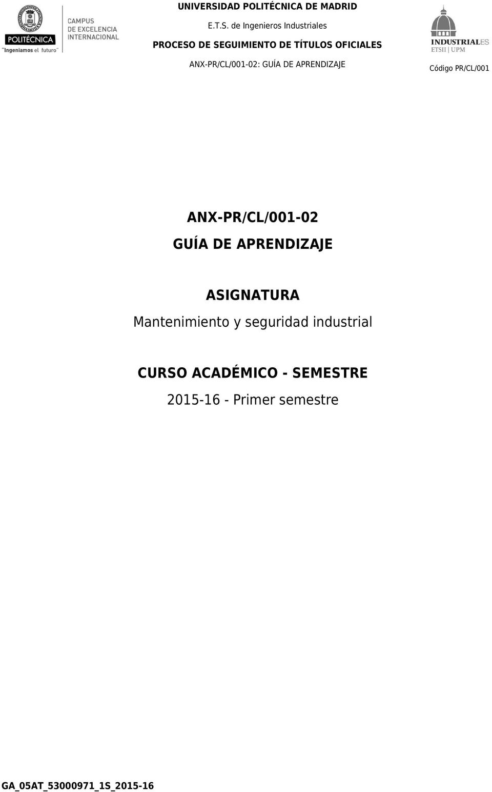 industrial CURSO ACADÉMICO - SEMESTRE