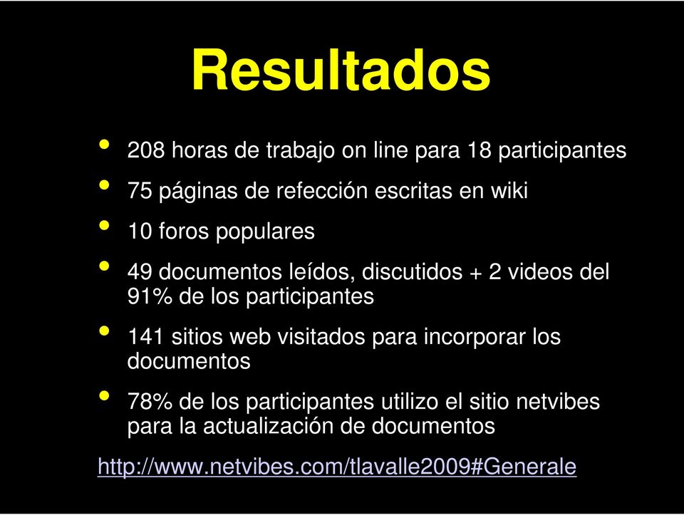 participantes 141 sitios web visitados para incorporar los documentos 78% de los participantes