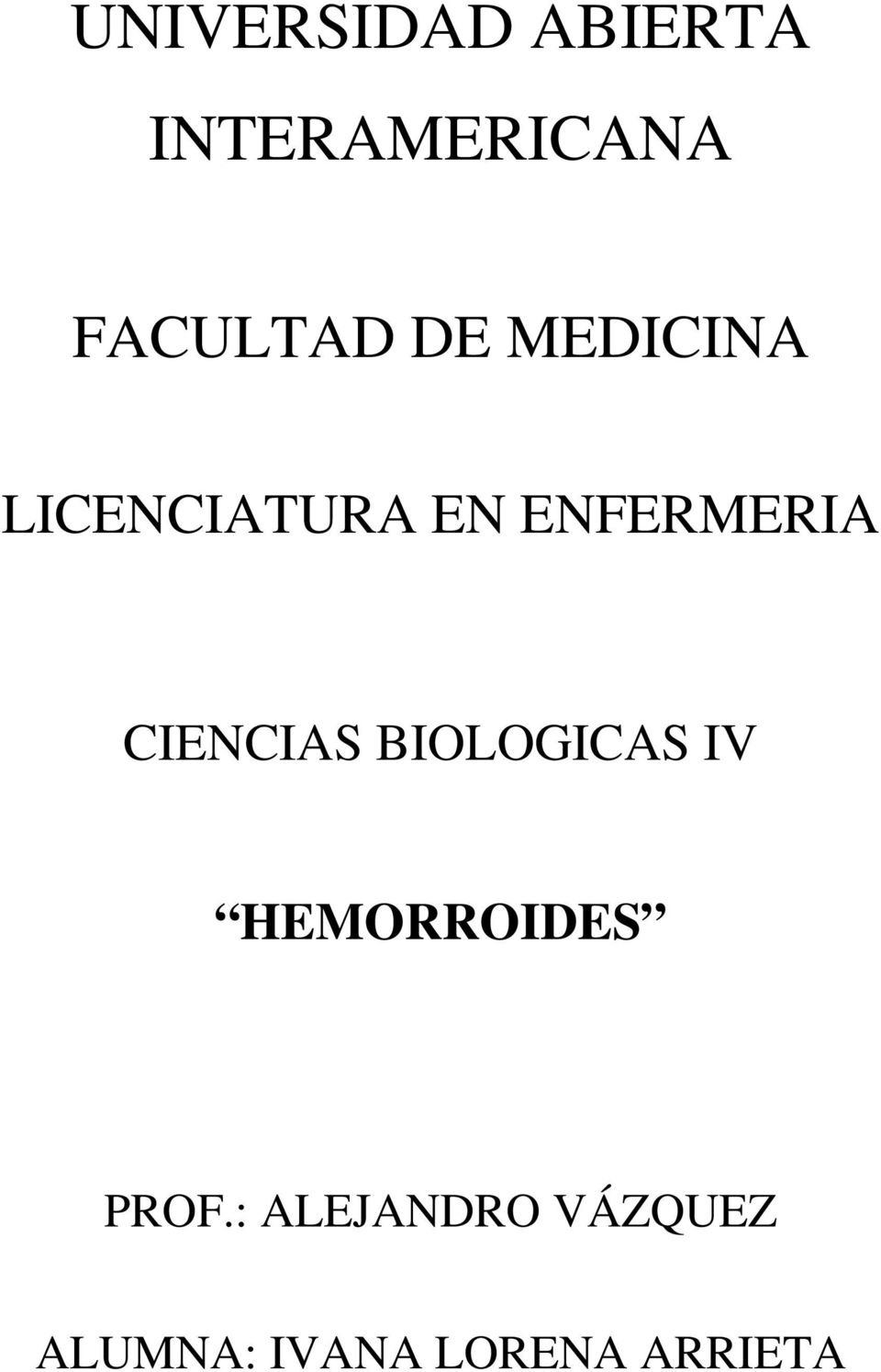 ENFERMERIA CIENCIAS BIOLOGICAS IV