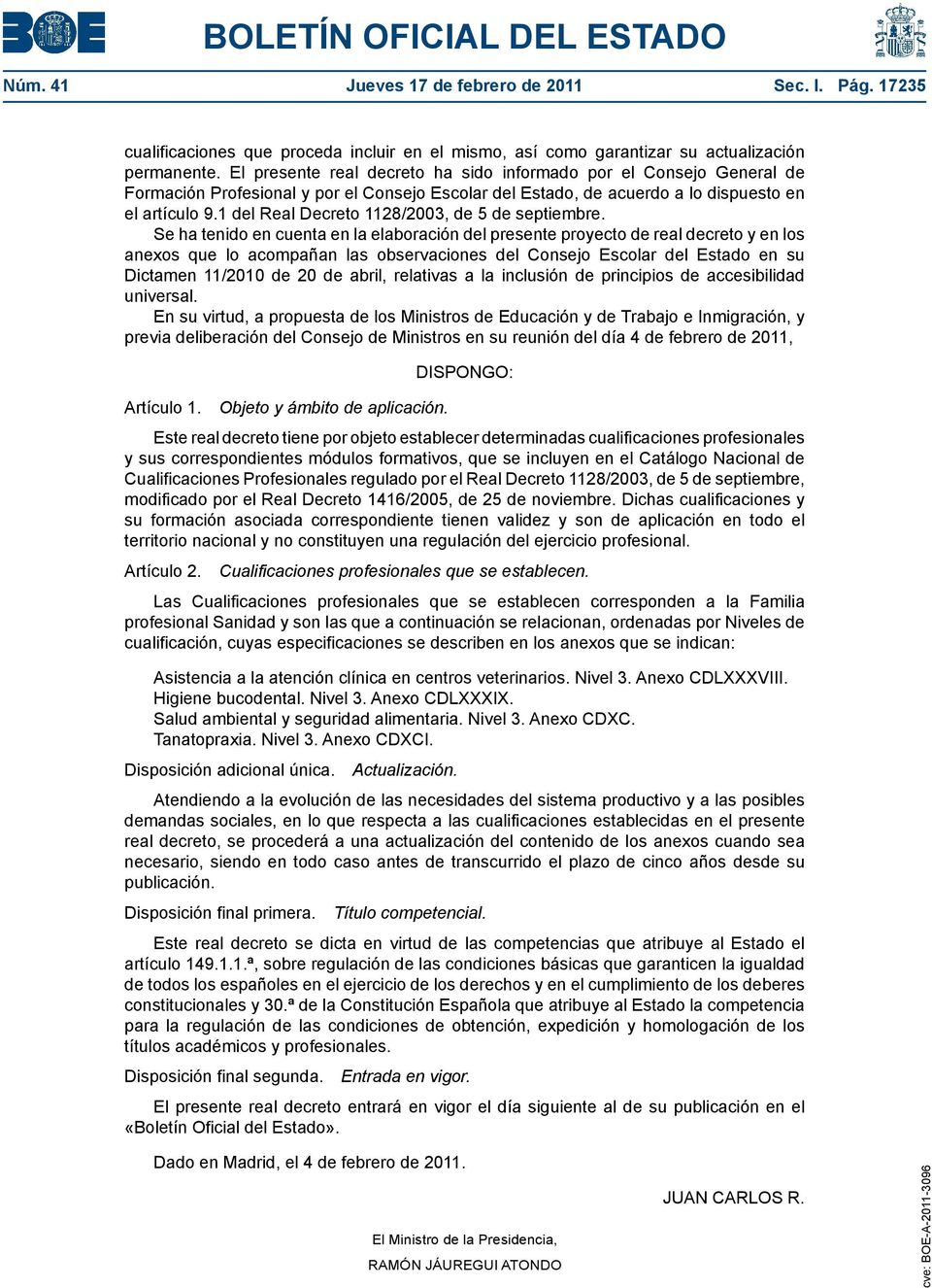 1 del Real Decreto 1128/2003, de 5 de septiembre.