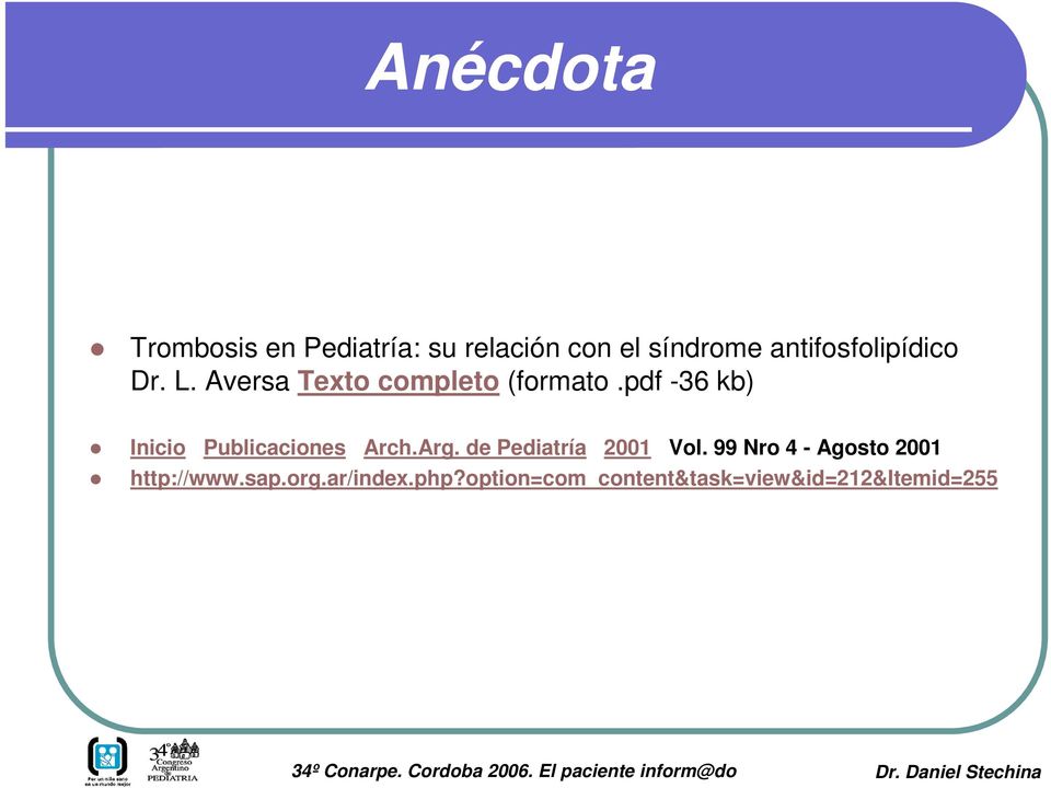 pdf -36 kb) Inicio Publicaciones Arch.Arg. de Pediatría 2001 Vol.