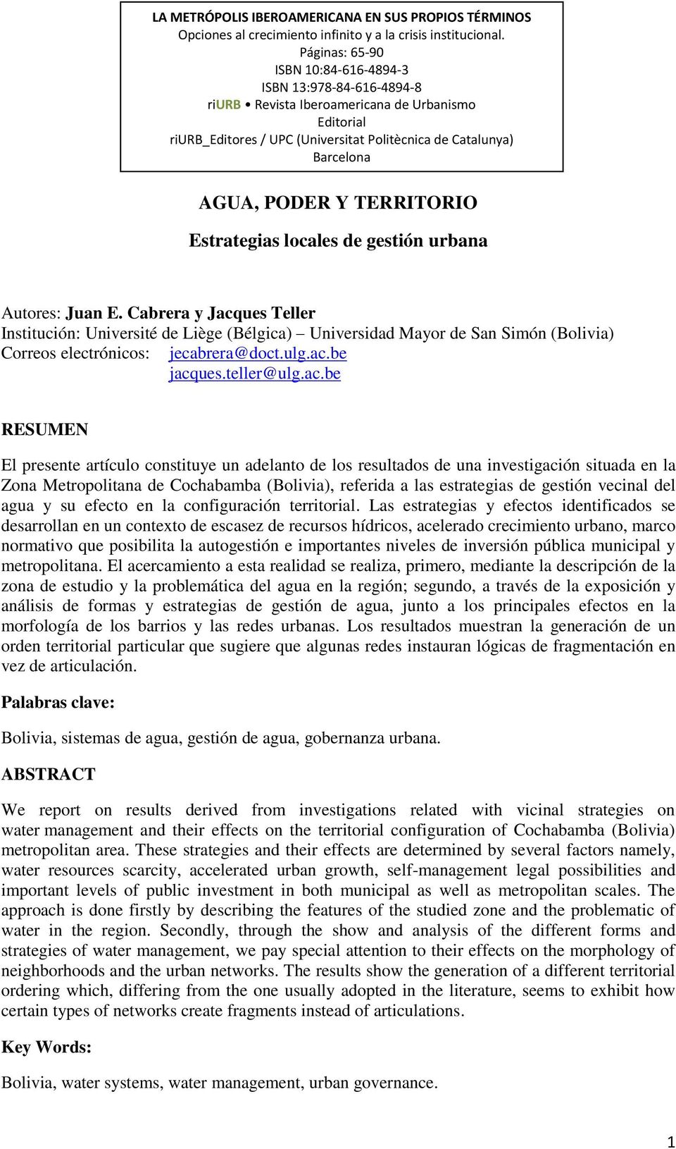 TERRITORIO Estrategias locales de gestión urbana Autores: Juan E.