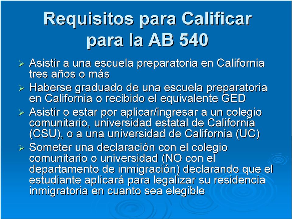 universidad estatal de California (CSU), o a una universidad de California (UC) Someter una declaración n con el colegio comunitario o