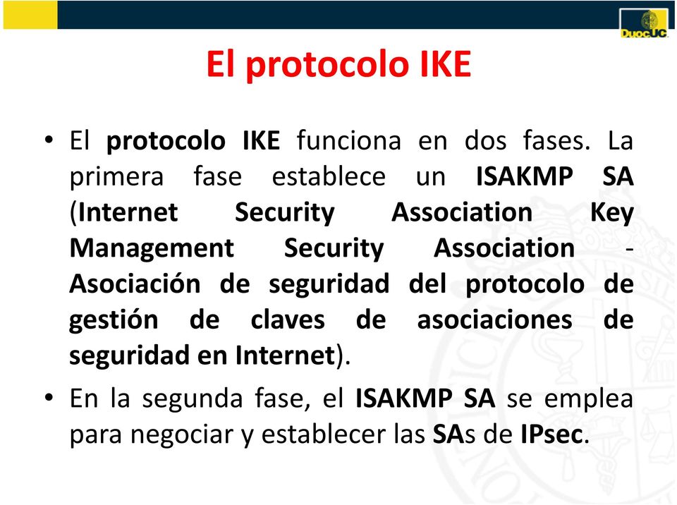 Security Association Asociación de seguridad del protocolo de gestión de claves de