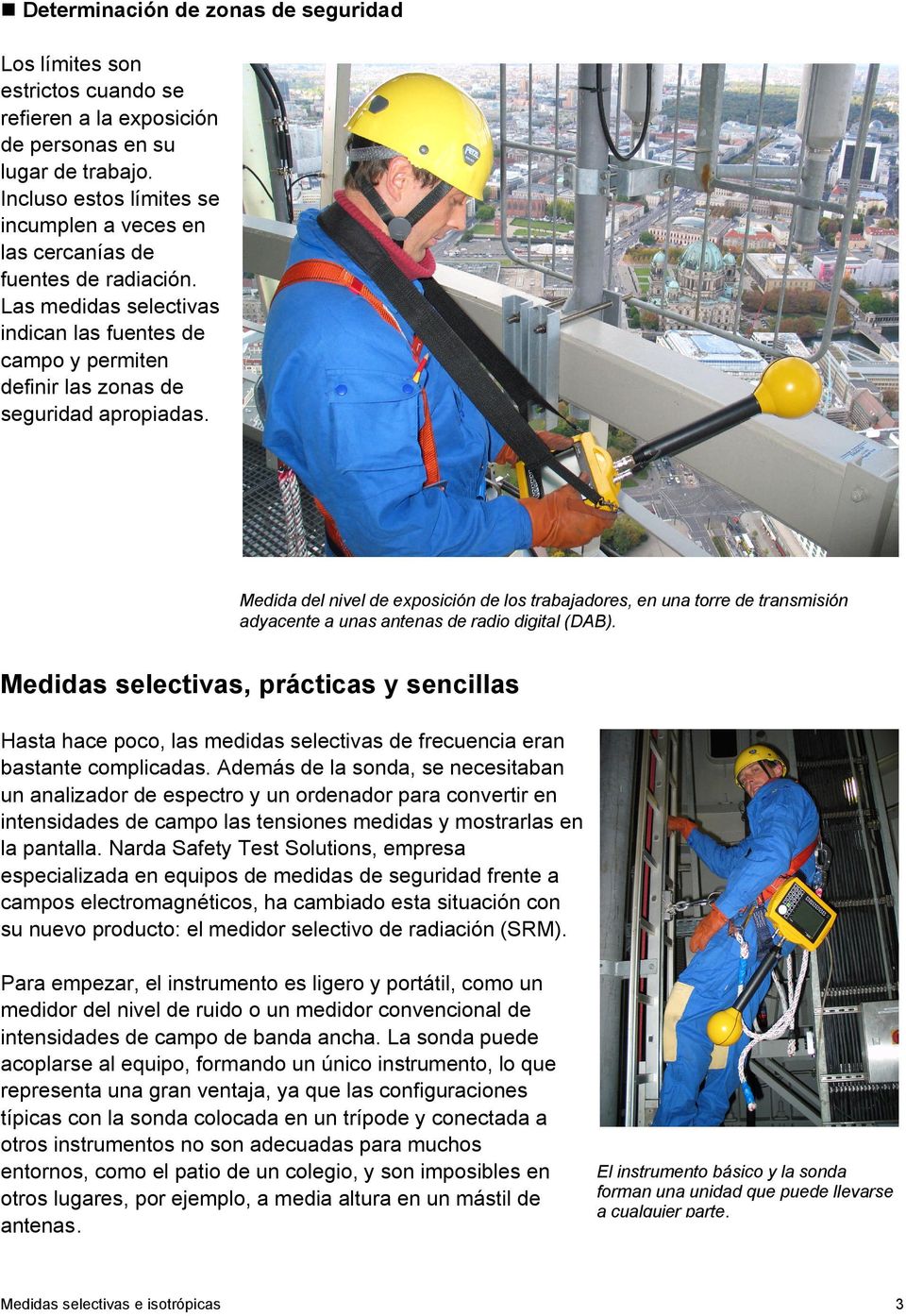 Medida del nivel de exposición de los trabajadores, en una torre de transmisión adyacente a unas antenas de radio digital (DAB).
