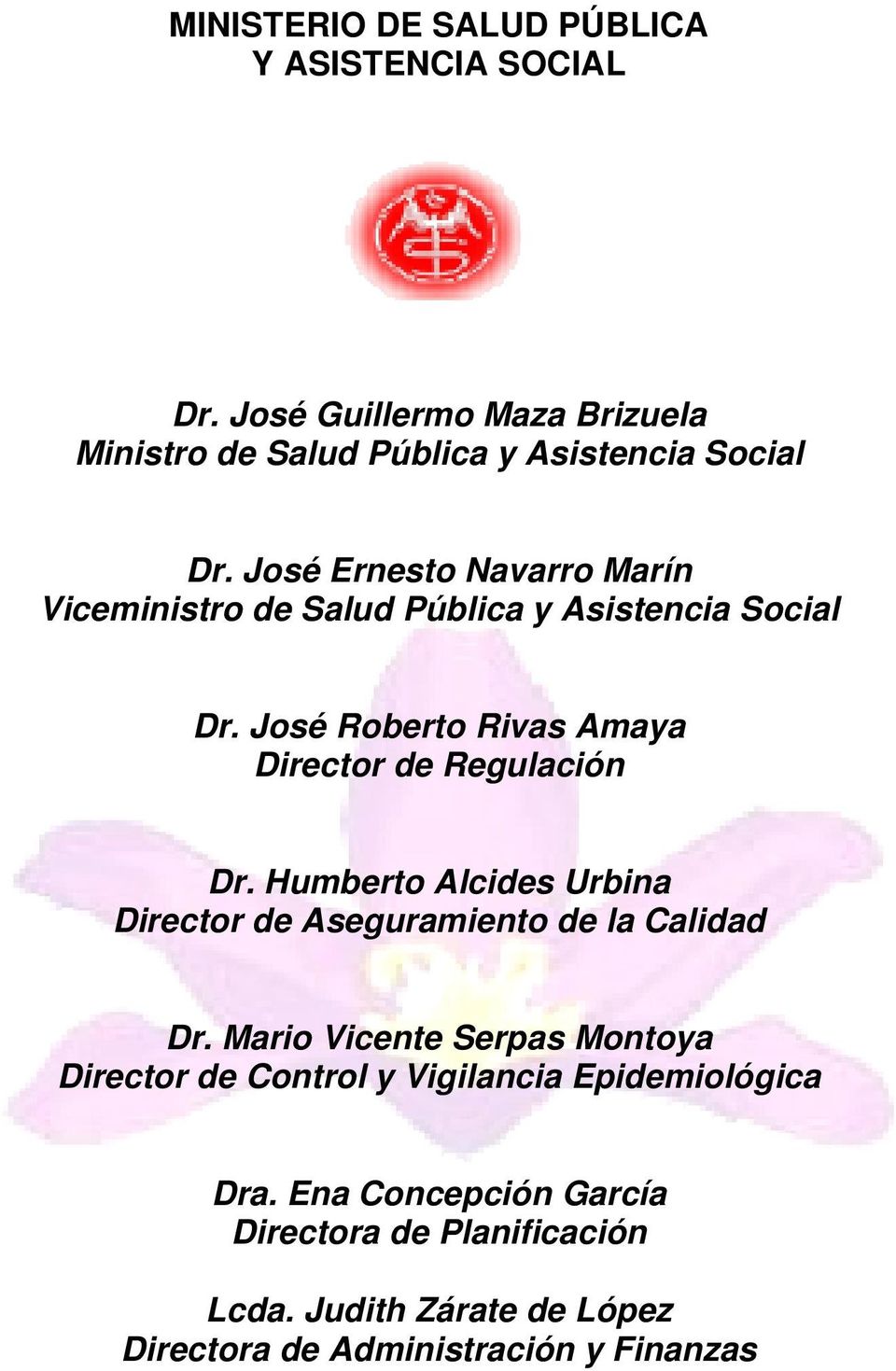 Humberto Alcides Urbina Director de Aseguramiento de la Calidad Dr.
