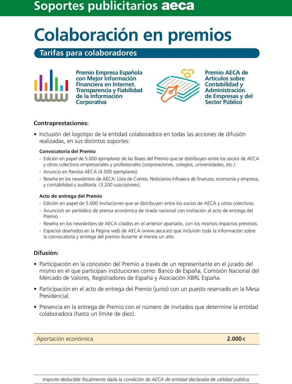 entidad colaboradora en todas las acciones de difusión realizadas, en sus distintos soportes: Convocatoria del Premio - Edición en papel de 5.