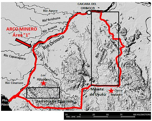 ARCO MINERO_Mapa de Relieve Área 1 _Bloques Parguaza /