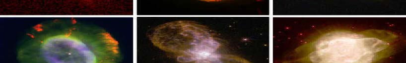 Un montaje de imágenes de nebulosas planetarias observadas con el Telescopio Espacial Hubble.