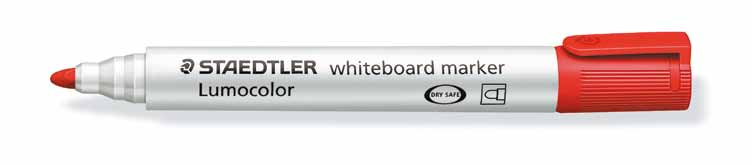 Lumocolor whiteboard marker 351/351 B Marcador para pizarras blancas, tinta ANTISECADO, 6 colores. AIRPLANE SAFE: equilibrio automático de la presión de la tinta para evitar pérdidas durante el vuelo.
