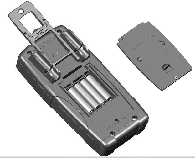Servicio y Mantenimiento 4 Tipos de batería ANSI/NEDA IEC Alcalina 24A LR03 Cloruro de Zinc 24D R03 tornillo de cubierta de batería Figura 4-9 Reemplazo de la batería Reemplazo del fusible NOTA Se