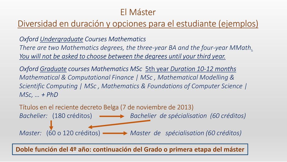 Oxford Graduate courses Mathematics MSc 5th year Duration 10-12 months Mathematical & Computational Finance MSc, Mathematical Modelling & Scientific Computing MSc, Mathematics & Foundations