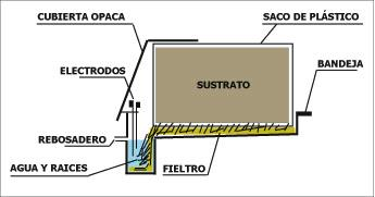 RIEGO Bandeja de demanda > Riego en sustrato El consumo de agua en este caso, depende de la transpiración de la propia planta, del tipo de sustrato utilizado y del volumen de agua de