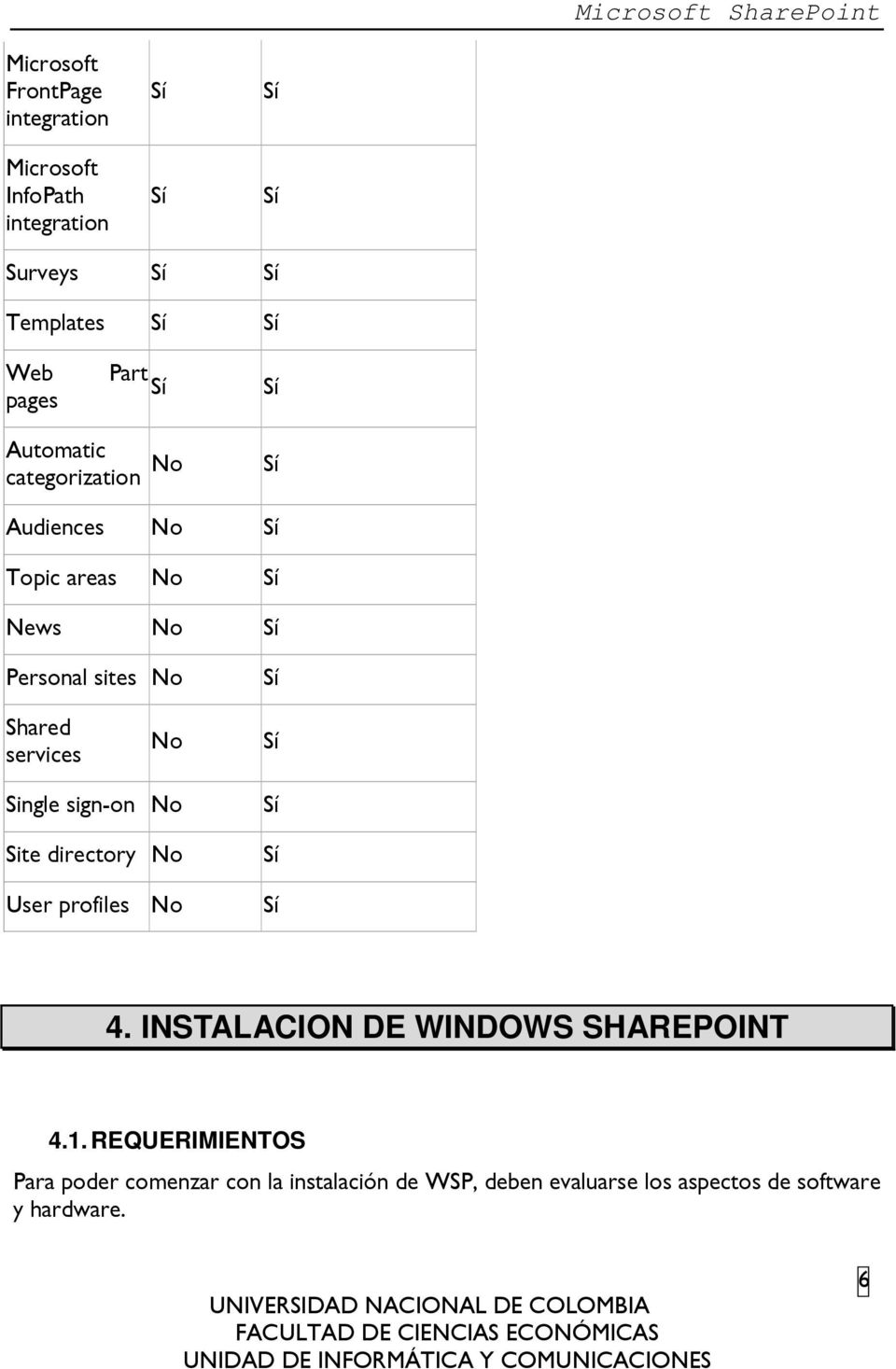 Single sign-on No Site directory No User profiles No 4. INSTALACION DE WINDOWS SHAREPOINT 4.1.