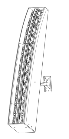 Instalación Montaje mural del Altavoz LA5 1. Extraiga los cuatro tornillos de cabeza redonda M8 preinstalados en la parte posterior del altavoz. 2.