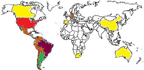 Para finalizar, se muestran dos planisferios mundiales en donde se representan las exportaciones industriales argentinas.