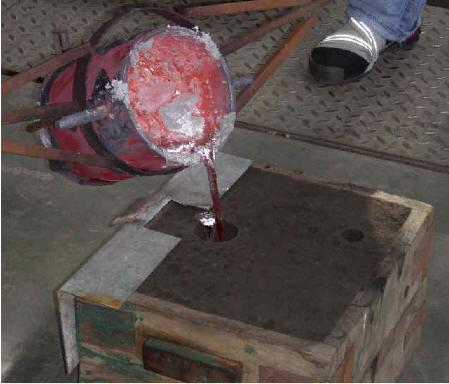 carga se coloca, normalmente, en un crisol, donde se funde debido al calor que proporciona el horno, Fig. 5. Fig. 5. (a) Horno eléctrico, (b) Eliminación de escorias. 4.4 Colada.