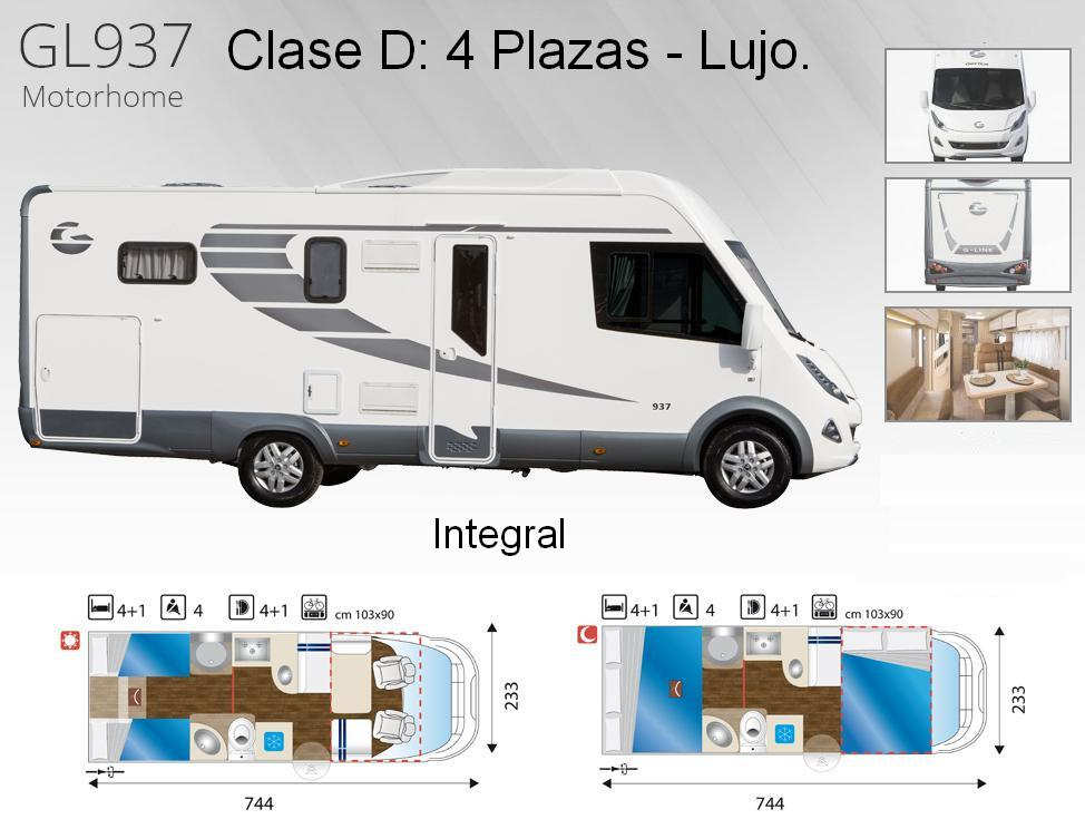 2 - Clase D LUJO Integral 4 plazas viajar / 5 plazas Dormir Visita www.giottiline.
